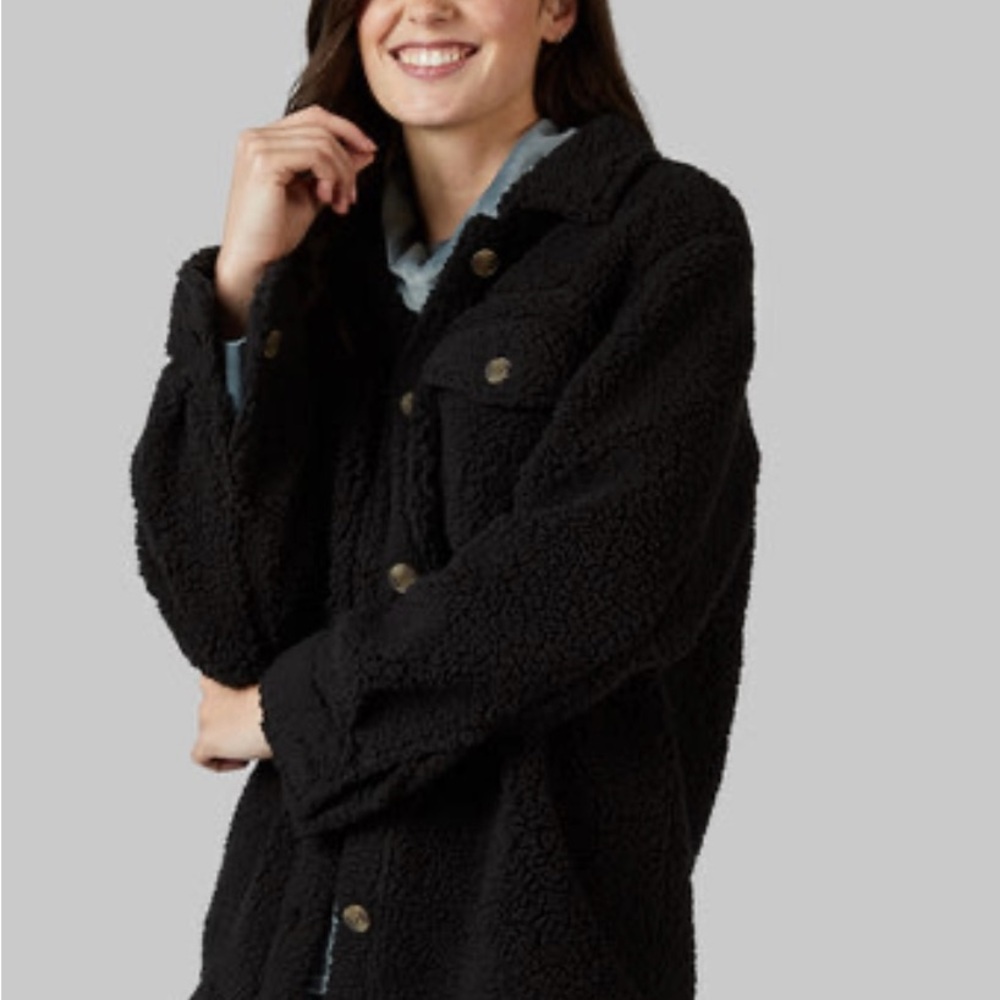 NWT Women's Black Teddy Shirt Jacket
